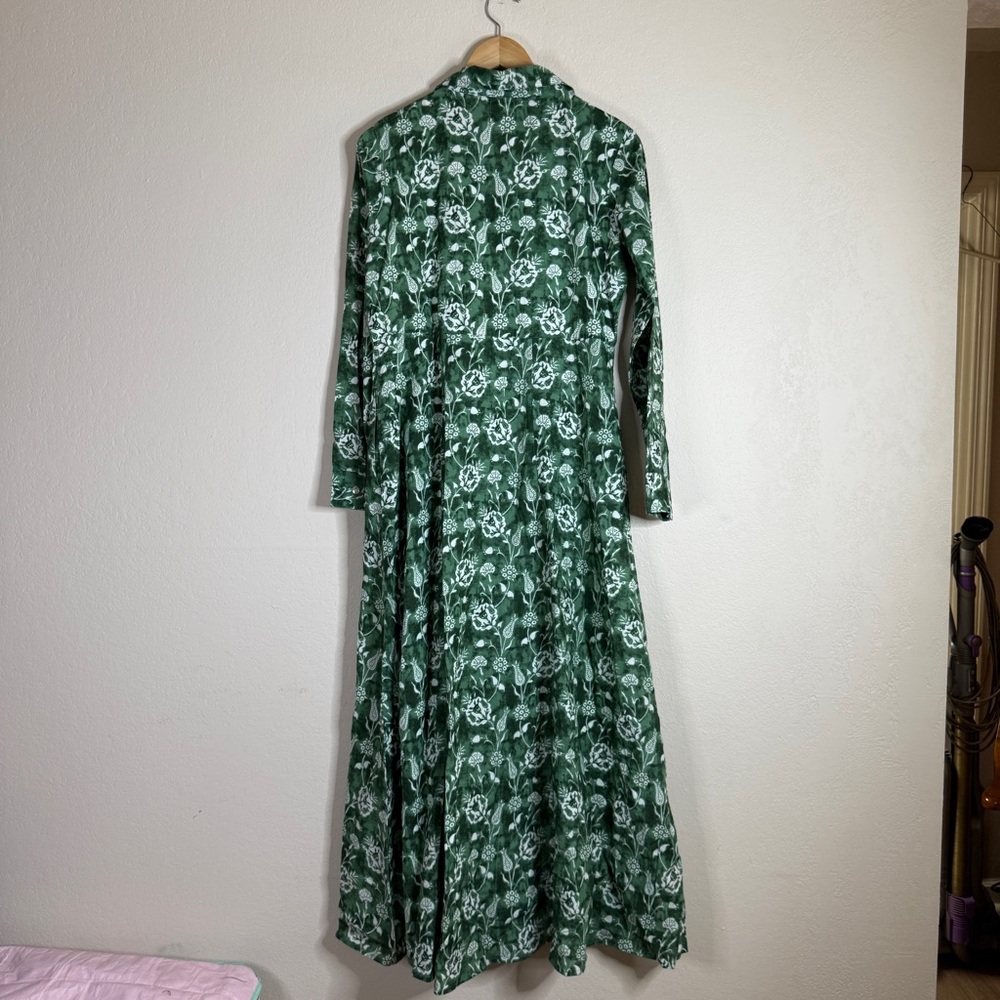 LIVRO green floral block print button front maxi shirt dress SMALL - Picture 6 of 8